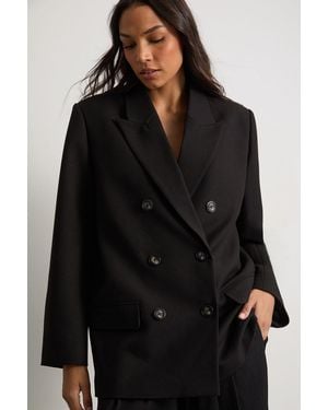 Warehouse Premium Double Breasted Blazer - Black