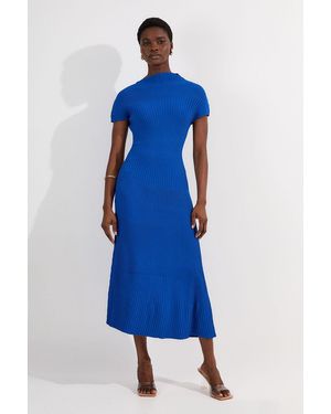 Karen Millen Stitch Detail Knit Midi Dress - Blue