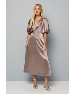 Wallis Petite Metallic Cape Sleeve Detail Midi Dress