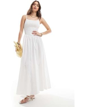 4th & Reckless Shirred Cami V Waist Ruched Skirt Maxi Dress - White