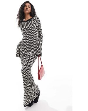 Y.A.S Knitted Maxi Dress With Lettuce Edge - Grey