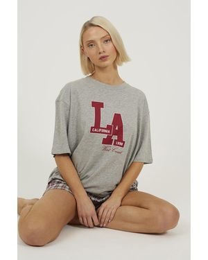 Brave Soul Relaxed Fit Tee And Short Pyjama Set - Grey