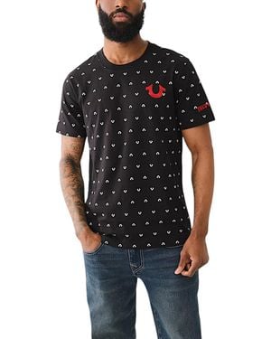 TRUE RELIGION 700159 T Shirts Crew Neck Short Sleeve Summer Soft Cotton Top - Black