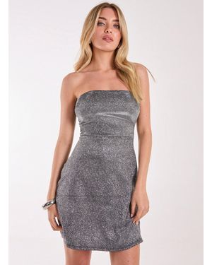 Pink Vanilla Metallic Two Tone Back Bow Dress - Grey