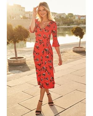 Sosandar Print Jersey Midi Dress - Pink