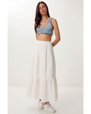 Happiness İstanbul High Waist A-Line Maxi Skirt - Natural