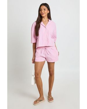Boohoo Gingham Short Sleeve Shirt & Co-Ord - Pink