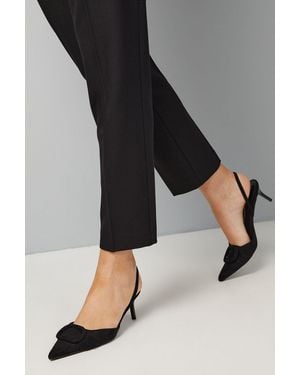 Wallis Juna Faux Leather Covered Buckle Pointed Slingback Kitten Heel Sandals - Black