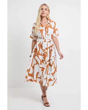 Wallis Petite Abstract Short Sleeve Shirt Dress - White