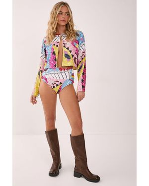 Nasty Gal Abstract Placement Embellished Booty Shorts - Red