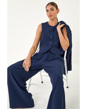 Roman Fluid Tie Front Smart Trouser - Blue