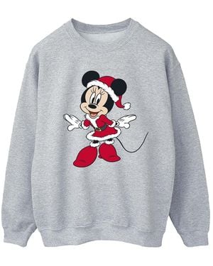 Disney Ladies Minnie Mouse Christmas Sweatshirt (Sport) - Grey