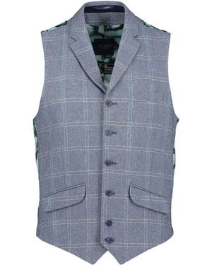Guide London Check Floral Waistcoat - Blue