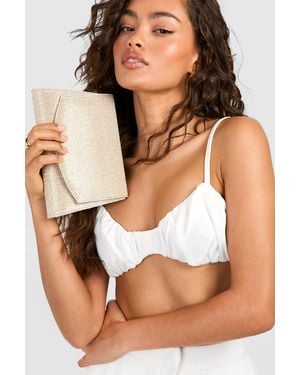 Boohoo Glitter Envelope Clutch Bag - Brown