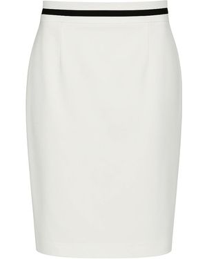 Conquista Aansluitende Kokerrok Met Contrasterende Zwarte Streep - Wit