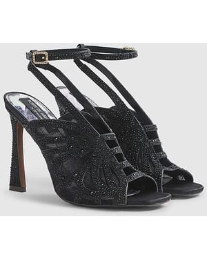River Island Heels Butterfly Design Caged Buckle Pu - Red