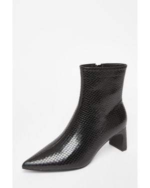 Quiz Snake Print Ankle Boots - Black