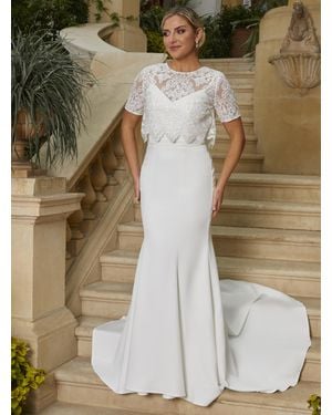 Chi Chi London Lace Overlay Bodice Maxi Wedding Dress - Natural