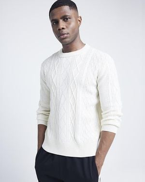 River Island Midweight Cable Knit Jumper - White