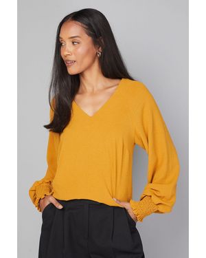 Wallis Woven Shirred Cuff Overhead Shirt - Orange