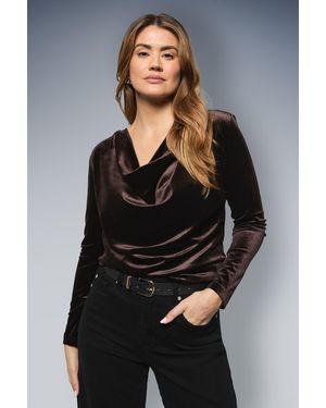 Wallis Velvet Jersey Cowl Back Top - Black