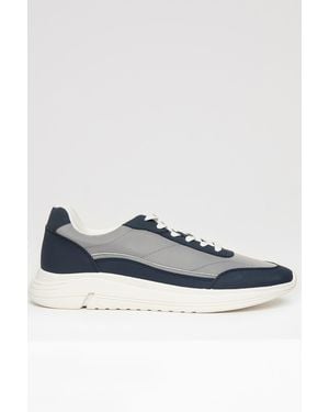 Threadbare Retro Panelled Court Trainers - Blue