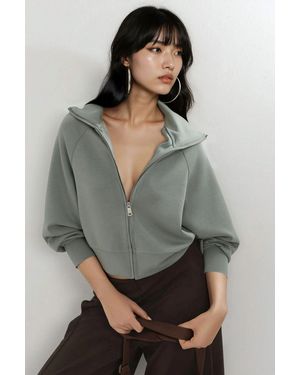 Busem Relaxed Fit Zippered Sweatshirt - Grey