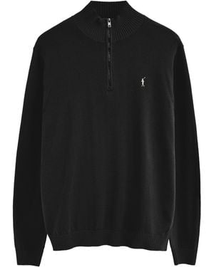 POLO CLUB Zipped-Neck Jumper With Rigby Go Logo Cotton - Black