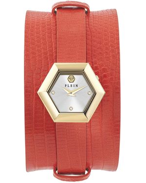 Philipp Plein La Jungle De Watch Pw6Fa0325 Leather - Red