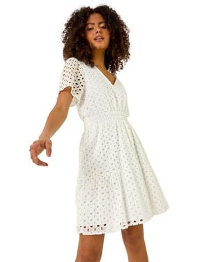 D.u.s.k Broderie Anglaise Tiered Dress - White