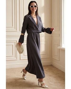 My Fashion Long Sleeve Buttoned Top & Maxi Skirt Two Piece Set - Natural