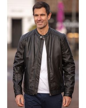 Ashwood Leather Real Mandarin Collar Biker Jacket - Black