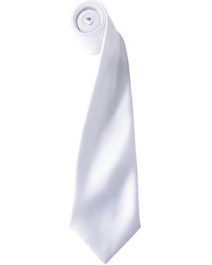 PREMIER Plain Satin Tie (Narrow Blade) (Pack Of 2) - White