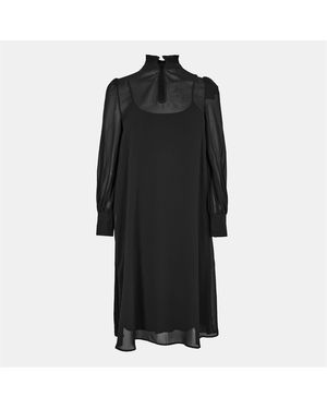 BOSS Dijuna Mock Neck Long Sleeve Midi Dress - Black