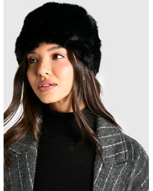 Boohoo Faux Fur Hat - Black