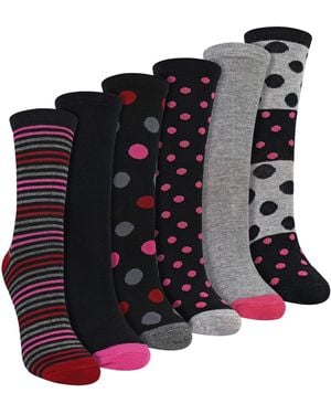 Sock Snob 6 Pack Ladies Bamboo Socks Soft Breathable Patterned Everyday - Pink
