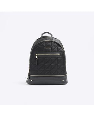 River Island Backpack Quilted Zip Bag Material_Pu - Black
