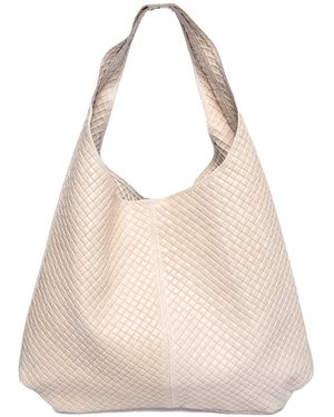 Luisa Vannini Beige Rundleer Tas - Naturel