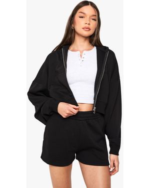 Boohoo High Waist Sweatshort With Internal Drawcord - Black