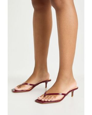 Boohoo Thong Toe Post Heeled Mules - Red
