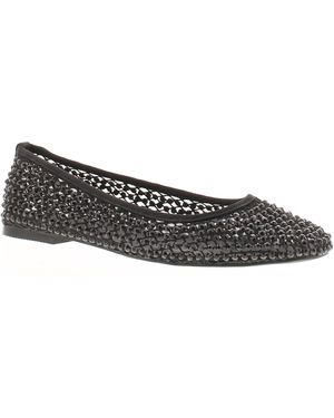 Platino Flat Shoes Ballerina Shine Slip On - Black