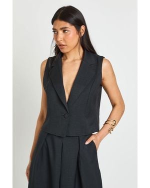 Boohoo Tall Linen Look Tailored Cropped Waistcoat - Blue