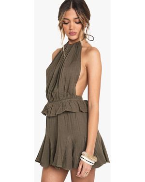 Boohoo Cheesecloth Godet Hem Mini Skirt - Green