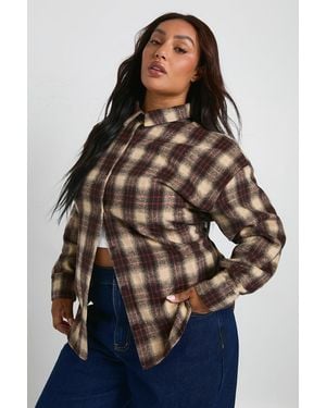 Boohoo Plus Check Shirt - Brown