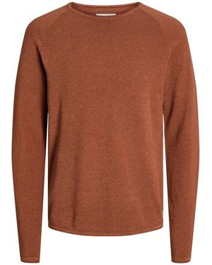 Jack & Jones And Regular Fit Long Sleeve Crew Neck Jumper - Brown