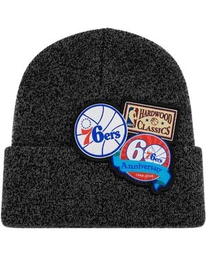 Mitchell & Ness Nba Philadelphia 76Ers Xl Logo Patch Knit Beanie - Black