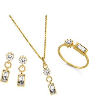 Orphelia 'Madelyn' 925 Sterling Set: Necklace + Earrings + Ring - Metallic
