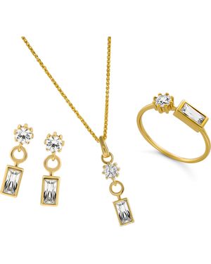 Orphelia 'Madelyn' 925 Sterling Set: Necklace + Earrings + Ring - Metallic