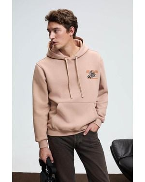 Grimelange Embroidered Hooded Regular Sweatshirt - Natural