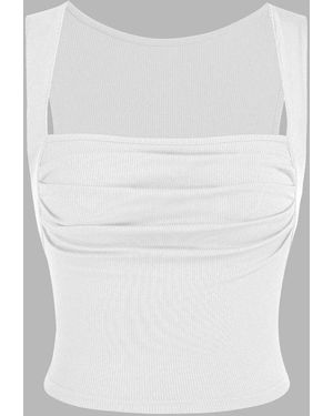 Hiccup Ruched Square-Neck Blouse - White